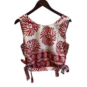 Anthropologie Lulumari Red White Tie Back Sleeveless Top Size M